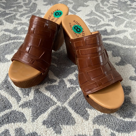 Kork-Ease Shoes - Kork Ease 8M Brown Leather Heels Sandals Open Toe